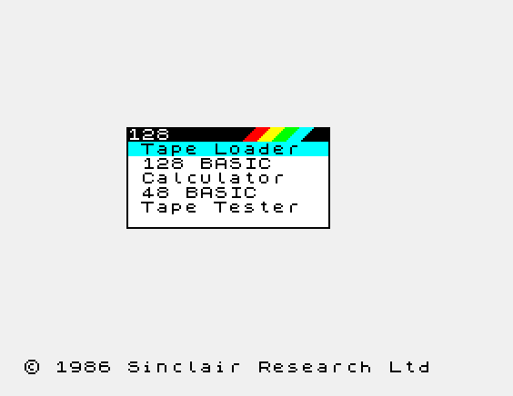 ZX Spectrum Main menu